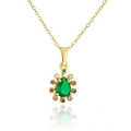 18K vergulde evil eye ketting met groene peervormige edelsteen en gekleurde zirkoon - 21981 Zonnebloem Boze Oog