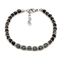 Pulsera para hombre con piedras grises facetadas, hematita y cierre de langosta ajustable - Labradorita (B042)