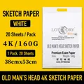 White 4K 160g sketching paper 20 sheets per pack for professional drawing - White Sketch Paper 160g 4K