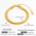 Mehrlagiges 18k vergoldetes Edelstahl-Armband-Set mit Schlangen- und Gliederkette - Mehrlagiger Stacking-Armband-Stil (SL41092) / 18K Vergoldet