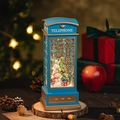 Lanterna natalizia a forma di cabina telefonica blu con statuette della famiglia pupazzo - Cabina Telefonica Pupazzo di Neve Blu