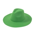 Classic green wool fedora hat with wide brim and elegant minimalist vintage british style - One Size / Green