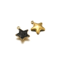 Star-shaped gold pendant with black rhinestones for DIY necklaces and earrings - 13mm/5pcs per pack / 13mm Gold Star-Black