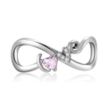 Ciondolo infinito in argento S925 con cuore rosa e zirconi per braccialetti fai-da-te - Perlina Cuore Rosa Infinito