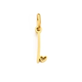 Golden stainless steel linear bar pendant with hollow heart detail on white background - Letter I / Gold