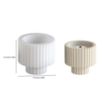 Cylindrical striped resin silicone mold for candle jar with size measurements - Silicone Mold / Striped Candle Cup - Wide