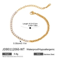 Gold stainless steel zircon bracelet with adjustable chain and lobster clasp - Gold Zirconia Tennis Bracelet Style (JDB0112066-WT)