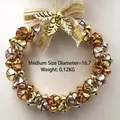Medium 16.7cm Christmas bell wreath in gold and rose gold tones with ribbon bow - Style B Medium Gold