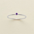 Minimalist silver band ring featuring a single round purple zircon gemstone setting - US 7 / Silver June Amethyst