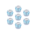 Light blue faceted acrylic beads with silver metal core rings for DIY jewelry making - Light Blue