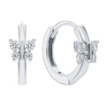 S925 Sterling Silber Schmetterling Creolen mit fein besetzten Zirkonia Steinen - 925er Silber / Weißgold