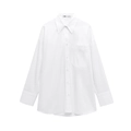 Classic white long sleeve button-down shirt for women with a single chest pocket design - XS / White