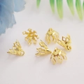 14K gold filled snowflake flower bead caps with loops for DIY jewelry making - 8mm / 18K Gold