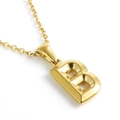 Minimalist 18K gold-plated stainless steel necklace with 3D letter B pendant - Letter B / Gold