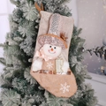 Weihnachtssocke in Champagner-Gold mit Pailletten-Schneemann und Schneeflocken-Stickerei - Schneemann