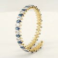 Spiral 18K gold-plated bangle with blue and white marquise-cut gems and adjustable fit - White and Blue