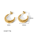 Golden chunky hoop earrings in hollow croissant design with size and weight measurements - Croissant Spiral Style (HF-E3171)