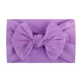 Soft purple nylon bow headband for baby girls with high elastic knit fabric detail - Purple