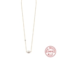 Collana a doppio strato in argento 925 dorato con perla bianca e ciondolo con gemma - Argento 925 / Argento Chiusura OT Perla Artificiale
