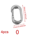 Detailansicht von 4 polierten Edelstahl-Karabinerverschlüssen in der Größe 20mm x 11mm - Stahlfarbe 0