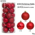 24er-Set rote Weihnachtskugeln 4cm mit glänzenden, matten und glitzernden Oberflächen - Rot