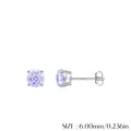 Orecchini a lobo in argento S925 con pietre di zircone viola rotonde da 6 mm luce - 6mm