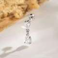 Zilveren druppelvormige oorknopjes met peer-geslepen zirkoonstenen en metaal - Dubbele Waterdruppel Heldere Zirconia Platte Achterkant Stijl (DZ017-2#)