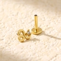 S925 sterling silver gold snake cartilage stud with cubic zirconia inlay for piercings - Gold (Leo)