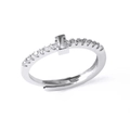 Adjustable silver letter I ring for women featuring sparkling cubic zirconia crystals - Letter I