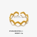 Anillo abierto minimalista con diseño de ondas en acero inoxidable chapado en oro 18K - Abierto Ajustable / Dorado