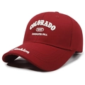 Burgundy baseball cap with Colorado 1987 embroidery and white fashion script detail - Adjustable / Red