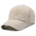 Beige mesh baseball cap featuring white 'China' embroidery and breathable panels - Khaki