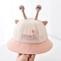 Cute snail bucket hat for babies in soft pink and white with 3D eyes and snail embroidery - 8 Months-3 Years (46-50cm) / 01 Pink (Snail Style)