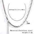 Sleek 3mm silver stainless steel box chain necklace with lobster clasp and extension - 3.0mm 3:1 Long Box Chain - Silver