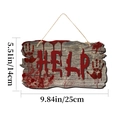 Detailed view of Halloween wood sign with red bloody handprints and HELP text measuring 25x14cm - Help Style (WSJ010)