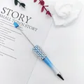 Penna creativa con perline fai-da-te, finitura blu sfumata ed eleganti perle bianche - Blu Gradiente Perlato