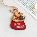 Addobbo natalizio in legno con renna dipinta e scritta augurale Happy Holidays - Stile B