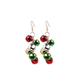 Detail shot of colorful cascading metal Christmas bells earrings on white background - Multi-Color Bell Long Dangle