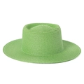 Minimalist green straw sun hat with a flat top and wide brim for outdoor sun protection - Adjustable / Fruit Green