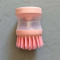 Roze automatische afwasborstel met zeepdispenser en ronde plastic handgreep - Roze