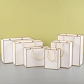 Set of six white paper gift bags with gold handles and trim in various sizes for children - White with Gold Frame / 21*11*27 Vertical