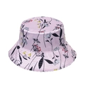 Rosa Fischerhut mit Blumenmuster, Satin-Optik und schwarzer Linienzeichnung für Damen - 58cm / Rosa Lineares Blumenmuster (B)