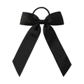 Classic black grosgrain ribbon bow hair tie with long streamers for girls and kids - Black