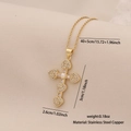Gold cross necklace with heart pendant, imitation pearls and stones, stainless steel - Heart Center Pearl Cross Style (3#)