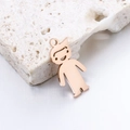 Polished rose gold stainless steel boy pendant charm for personalized family jewelry - Rose Gold Boy