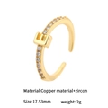 Adjustable 14K gold plated ring with letter E design and sparkling zircon stones - Letter E
