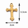 Vintage golden stainless steel crucifix pendant with rose texture, 3.3cm by 2cm size - 5# / Gold