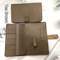 Tea brown faux leather 37-hole nail drill bit storage case organizer in folded state - Tea Brown