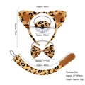 Set costume leopardo da 4 pezzi con cerchietto orecchie, naso, papillon e coda di peluche - Set di 4 Pezzi Orecchio di Leopardo in Velluto Peloso