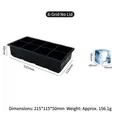 Black 8-cavity food grade silicone ice cube tray with 48mm square mold specifications - 8 Cavity Square / No Lid / Black